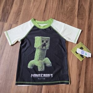 NWT Minecraft Creeper Short Sleeve Rashguard with FLAW